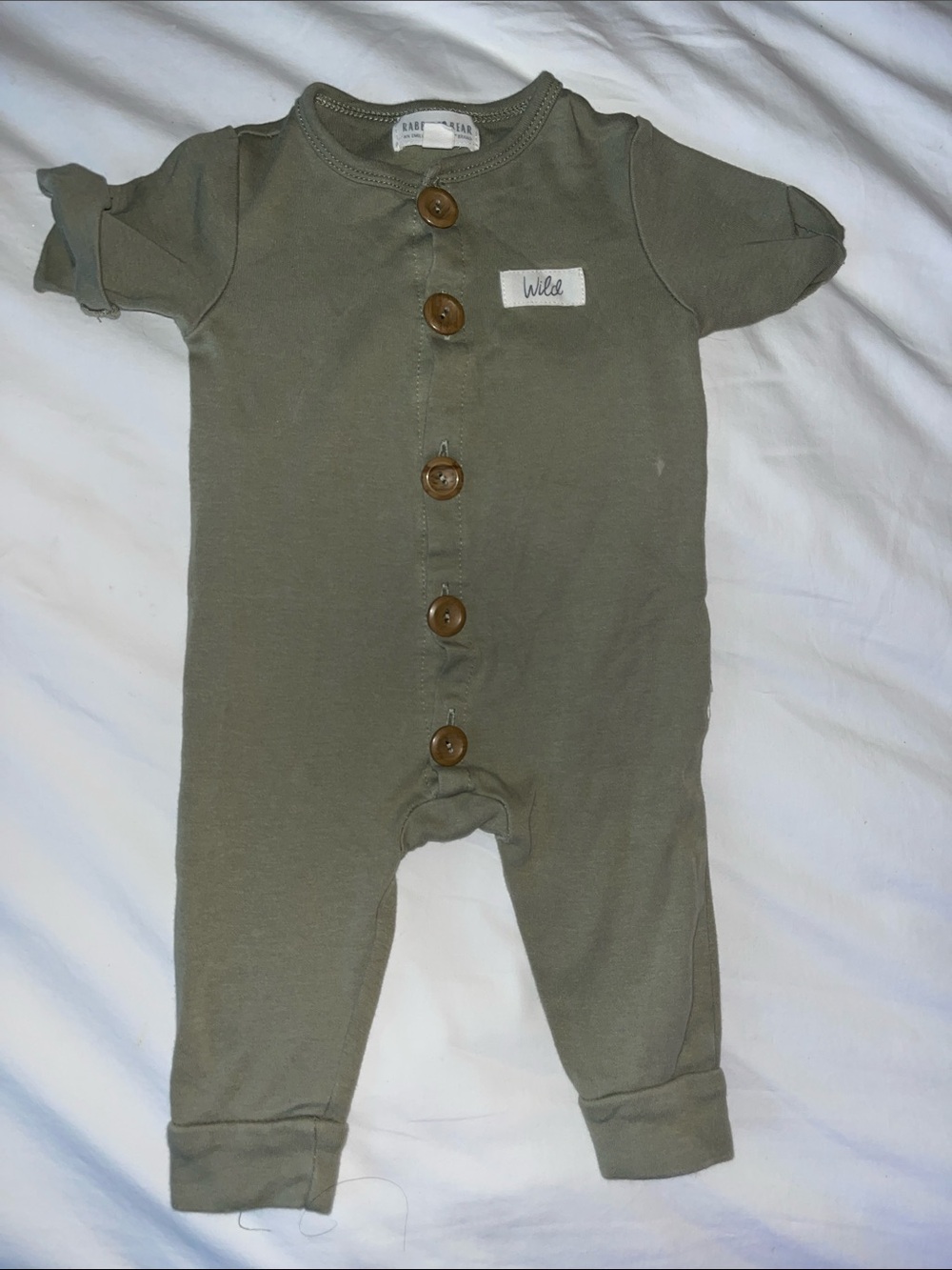 Organic Olive Green Baby One-Piece Footie Romper